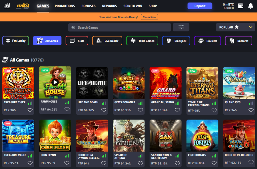 mbit casino jeux