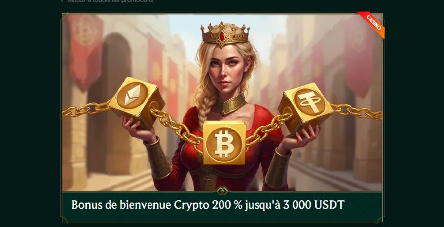Bonus de bienvenue crypto Casinia Casino