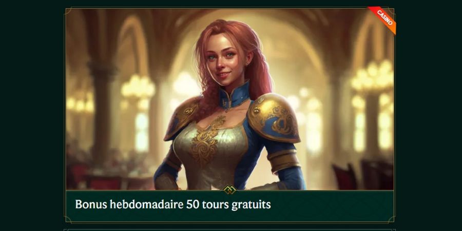 Bonus hebdo 50 tours gratuits Casinia Casino