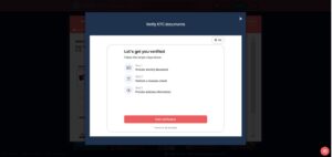 Page de verification de compte sur Stakes Casino, détaillant les 3 étapes à suivre