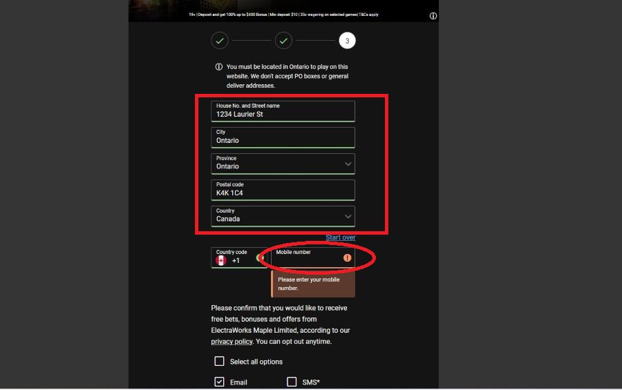Inscription formulaire 3 Bwin Casino en ligne