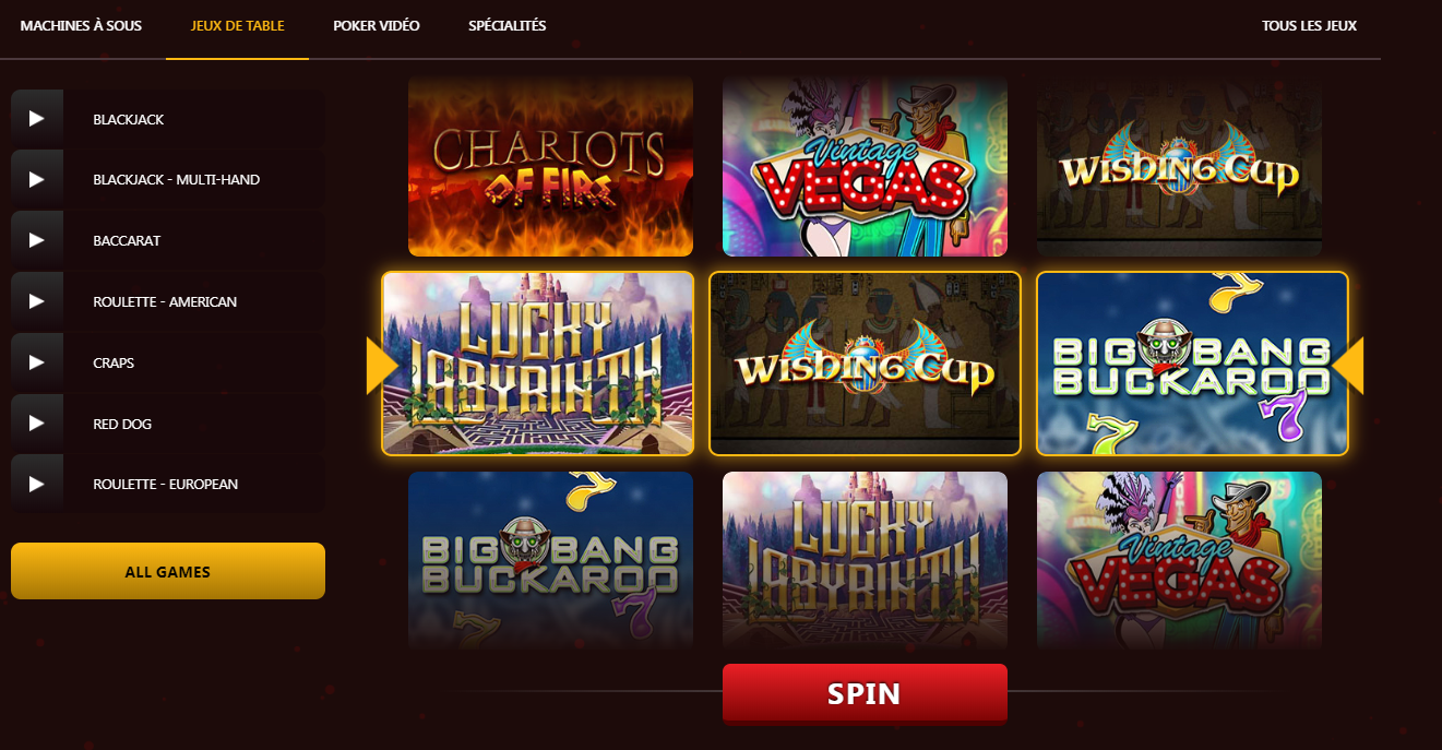 gamme de jeu casino en ligne Domgame 