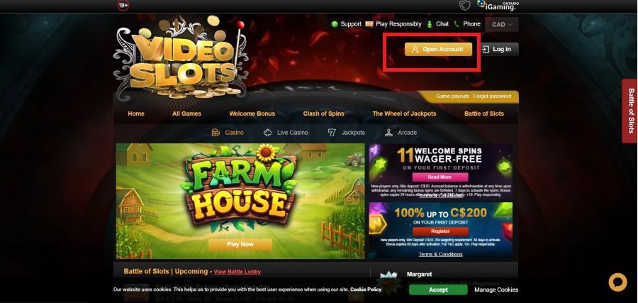 Inscription Videoslots Casino en ligne