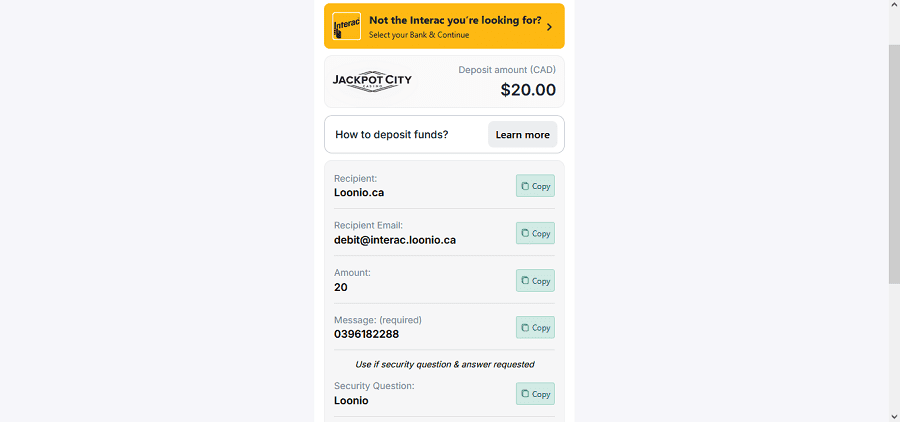 Tutoriel pour faire un dépôt sur Jackpot City Casino. Etape 4