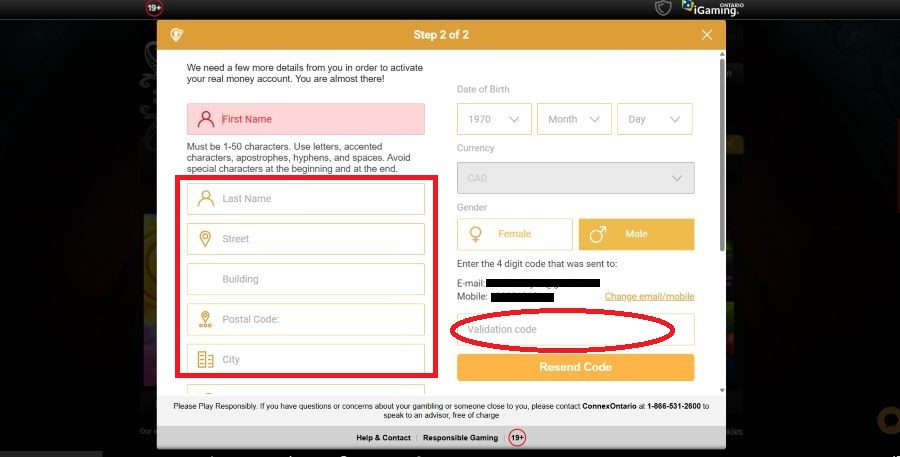 Formulaire 2 inscription Videoslots Casino en ligne