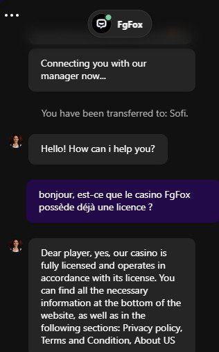Chat en direct fgfox casino