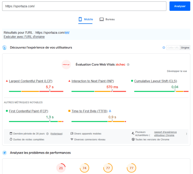 sportaza pagespeed