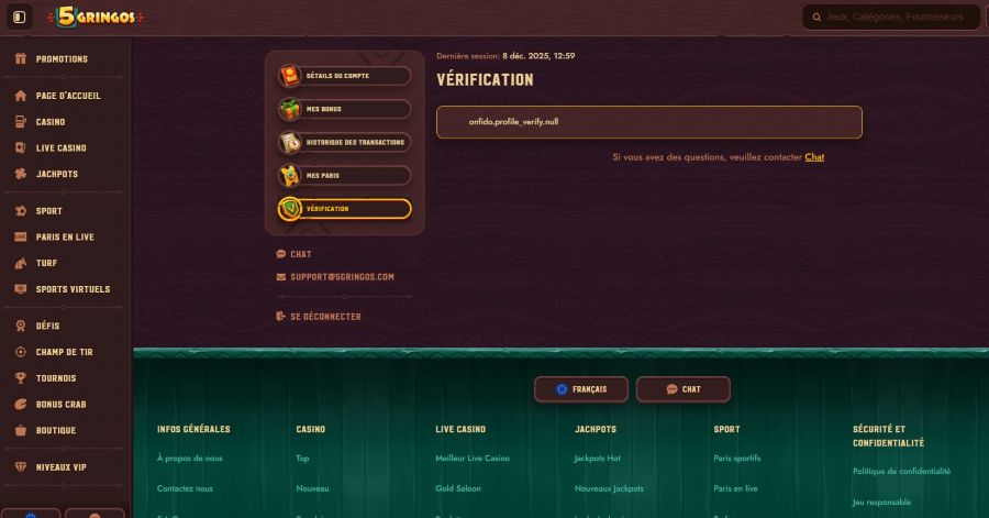 5Gringos Casino Account Verification