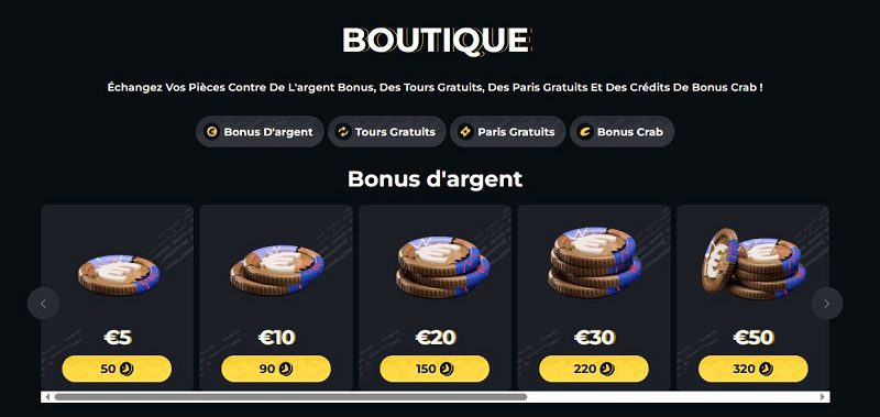 Bonus sans dépôt sur Boomerang Casino