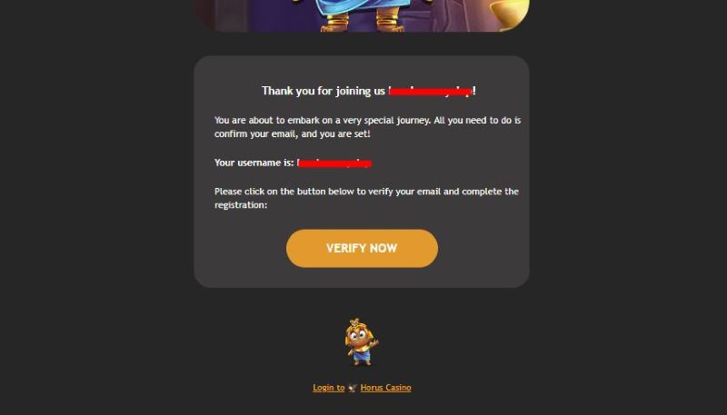 Tutoriel en image pour s'inscrire sur Horus Casino : étape 3
