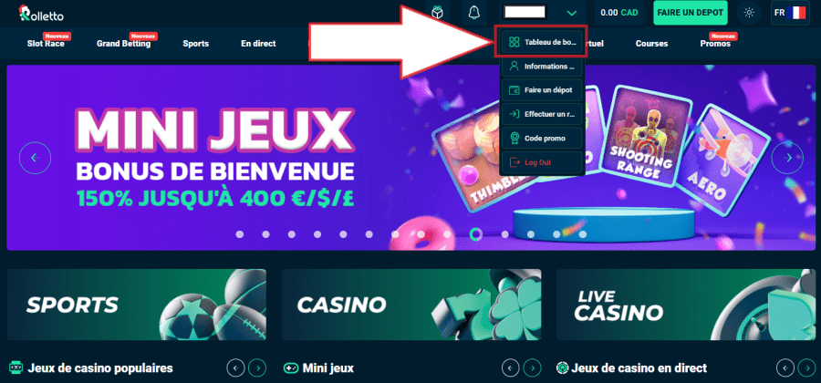 rolletto casino retrait