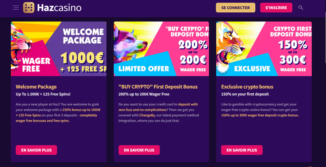 Gros bonus crypto sur Haz Casino