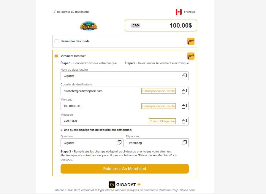 Comment faire un dépôt sur Spinanga Casino : étape 4