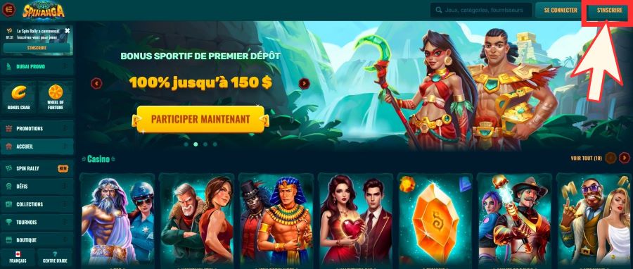 Comment s'inscrire sur Spinanga Casino : étape 1