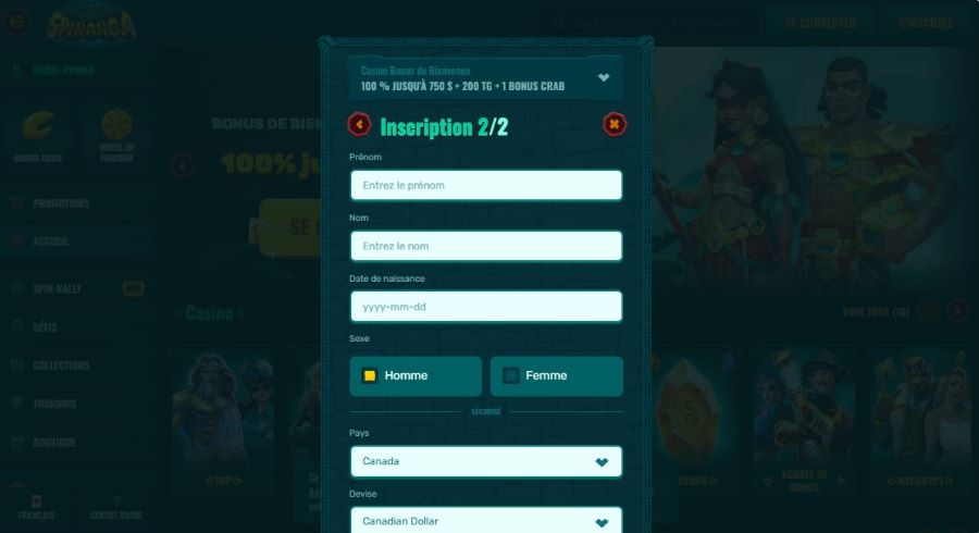 Comment s'inscrire sur Spinanga Casino : étape 4