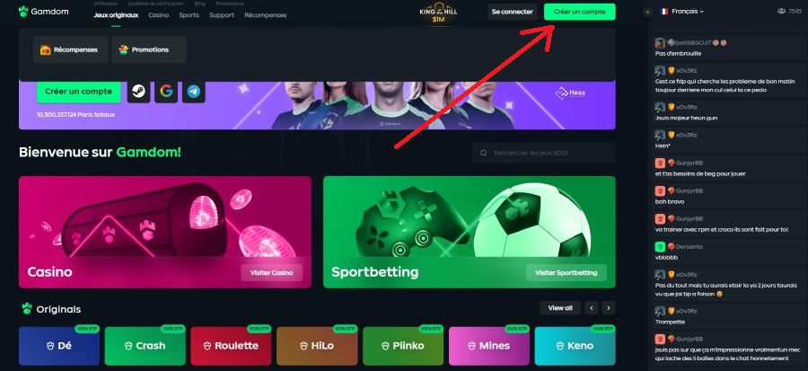 Inscription Gamdom Casino en ligne
