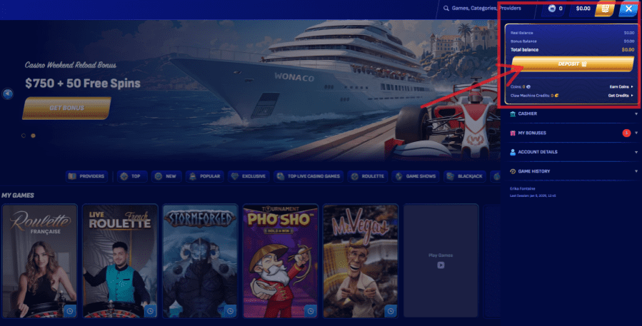 wonaco casino dépôt