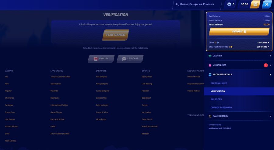 wonaco casino verification