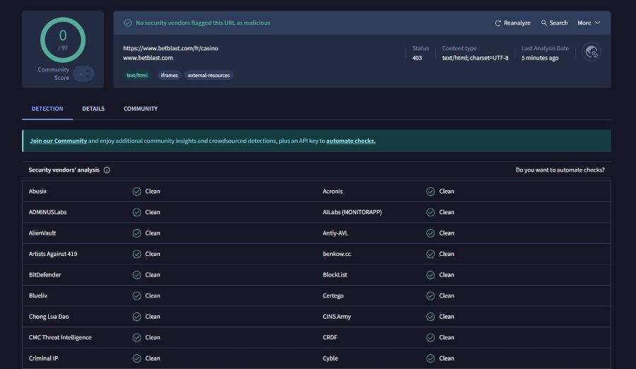 Analyse virus Betblast casino en ligne