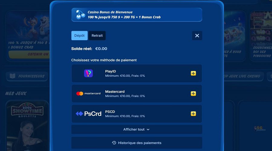 Dépôt SG Casino