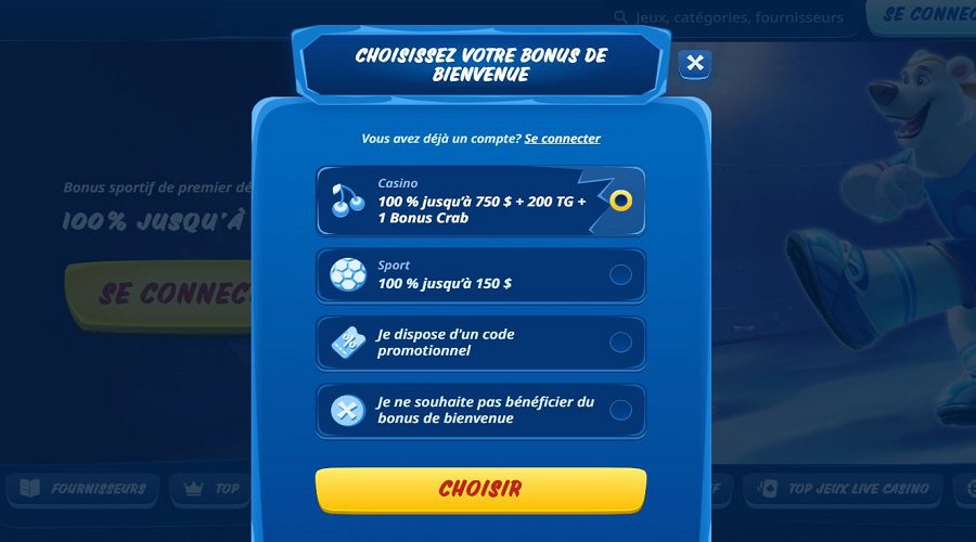 Inscription SG Casino