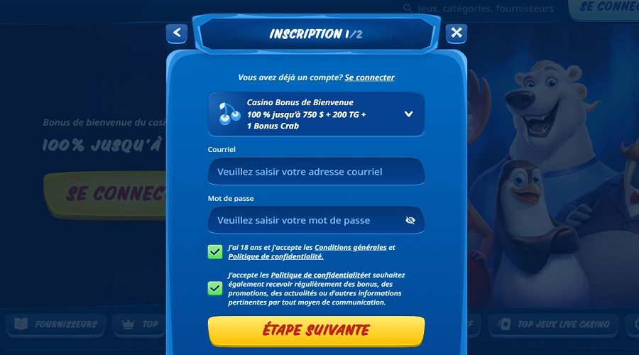 Inscription SG Casino