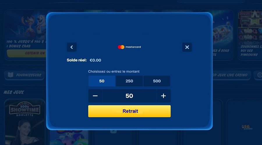 Retrait SG Casino