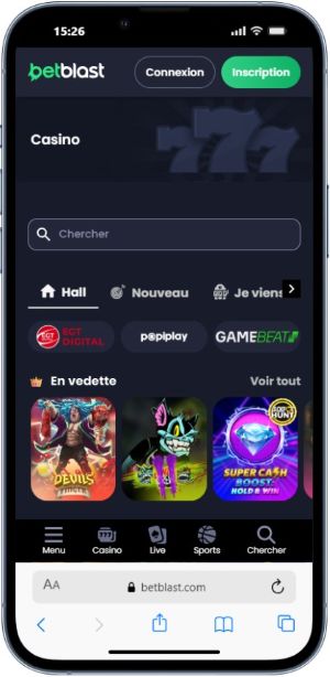 Version mobile de Betblast casino en ligne