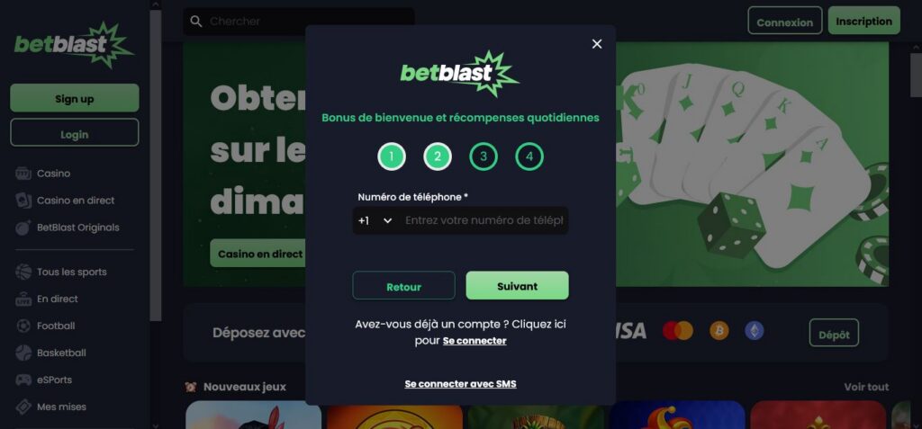 Comment s'inscrire sur Betblast Casino : étape 3