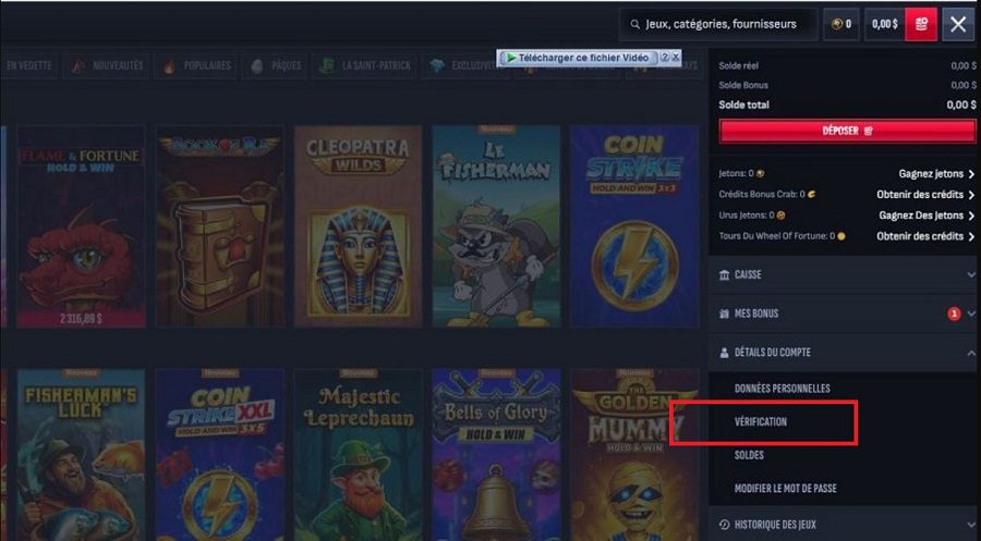 Vérification compte Mafia Casino