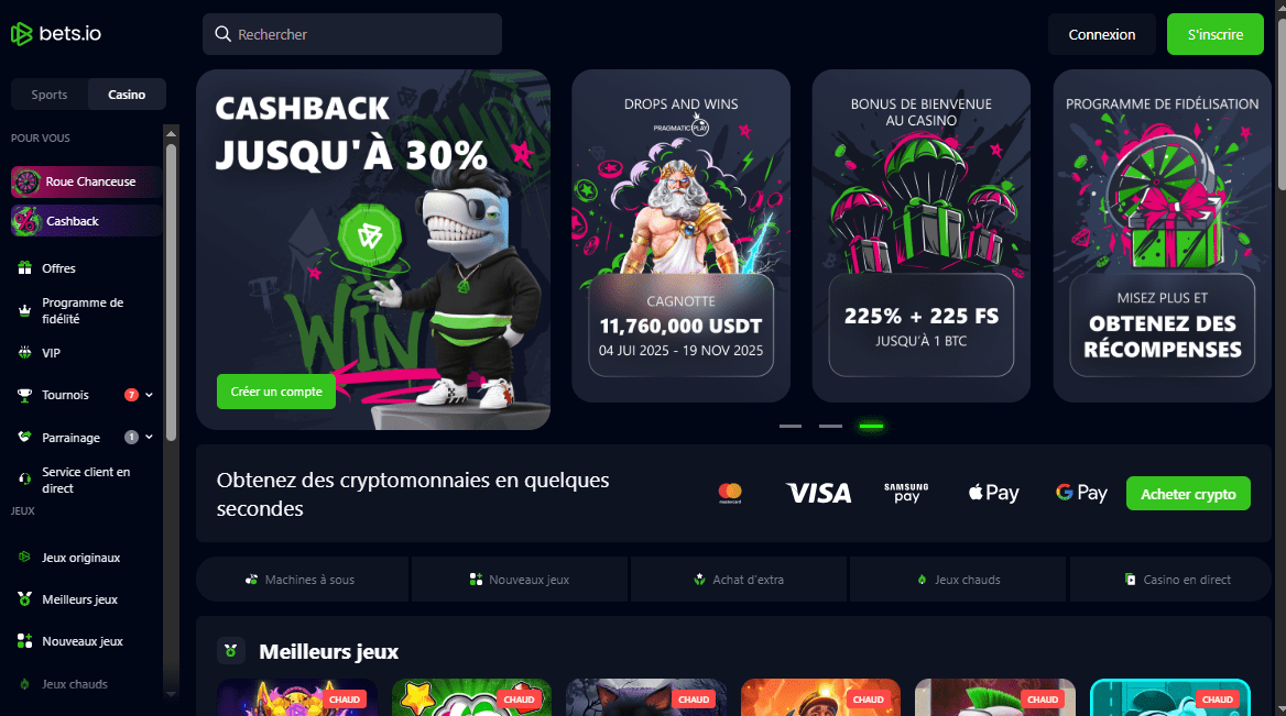 bets io casino retrait rapide