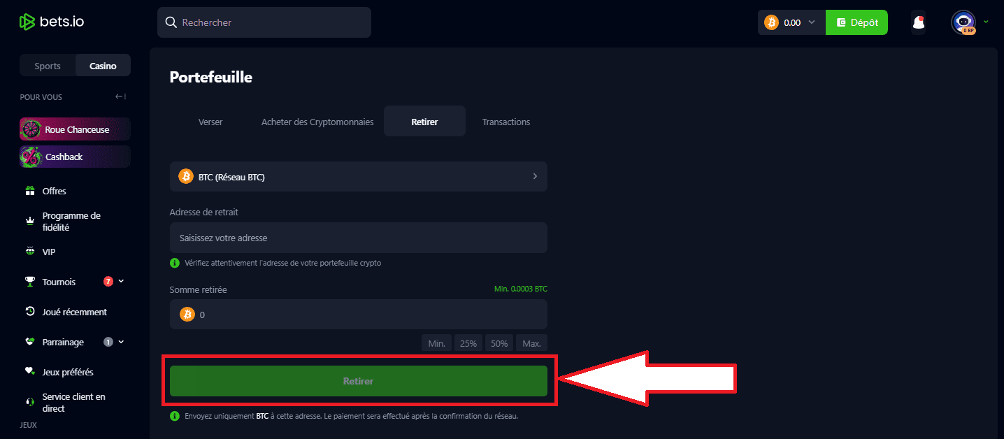 étape 4 retrait rapide