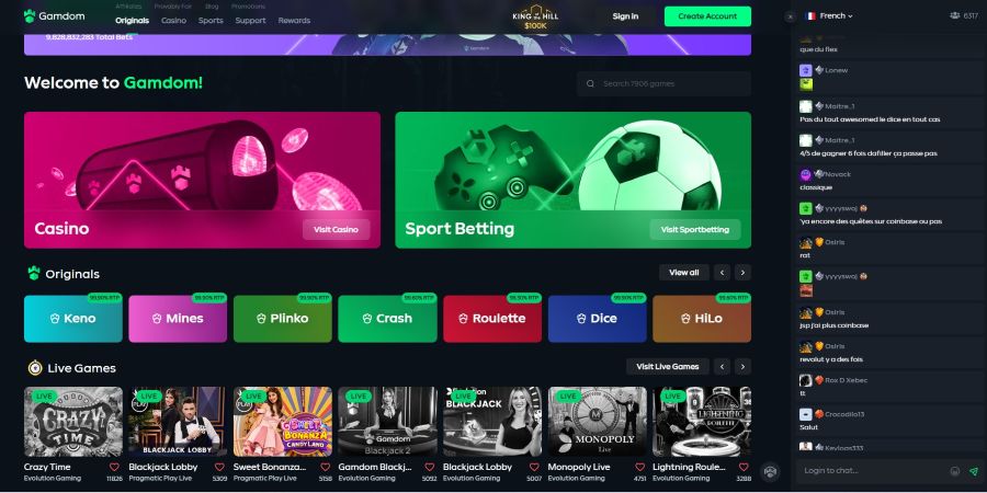 Gamdom online casino Quebec