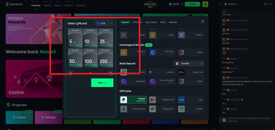 Quebec Online Casino with PayPal