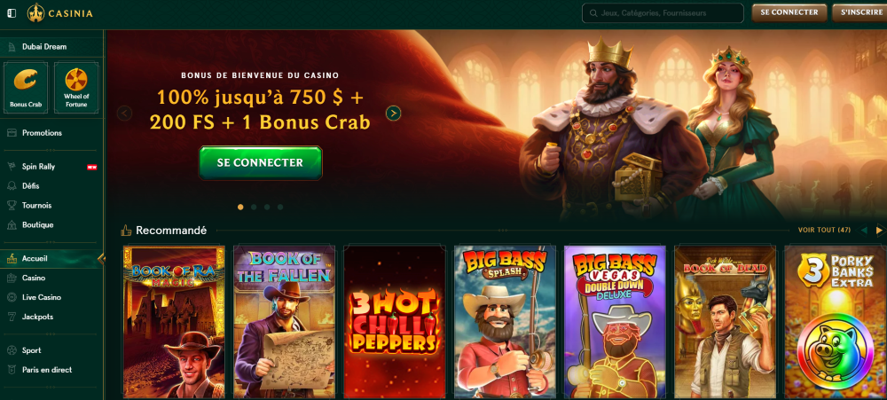 casinia casino bonus de bienvenue