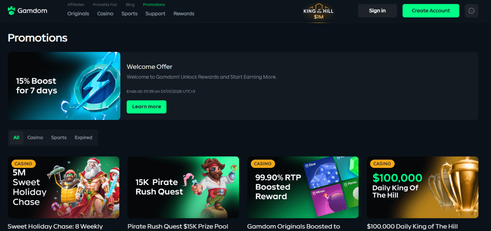 gamdom casino bonus de bienvenue