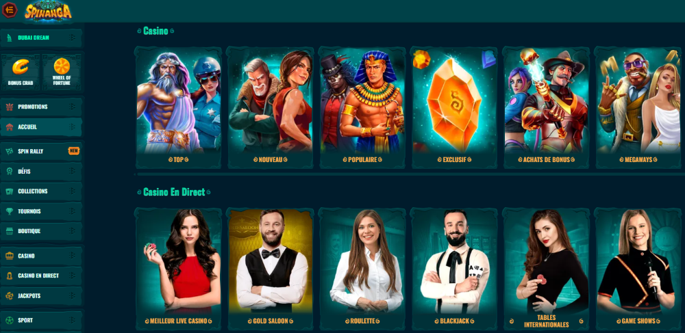 Spinanga casino Quebec games