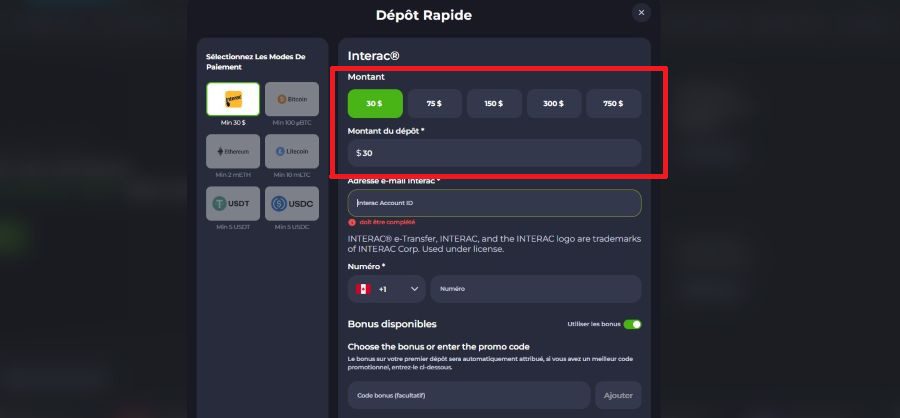 Dépot Jeetcity Casino 3
