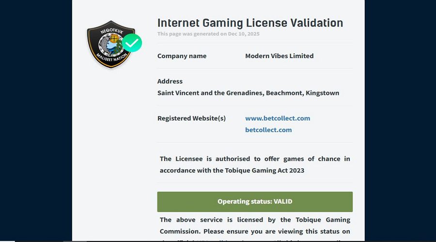 Licence Betcollect