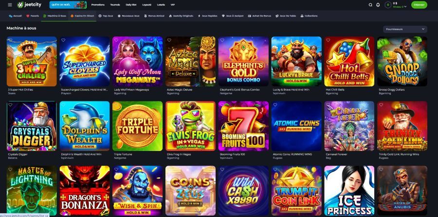 Lobby jeux Jeetcity Casino