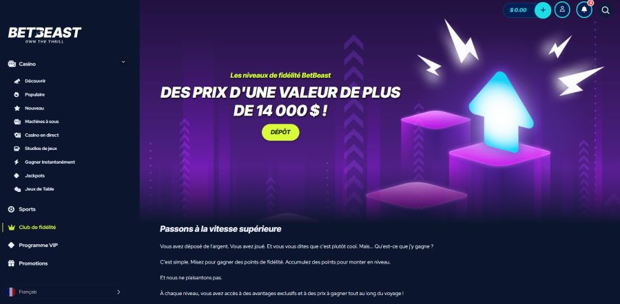 Programme de fidélité de Betbeast Casino