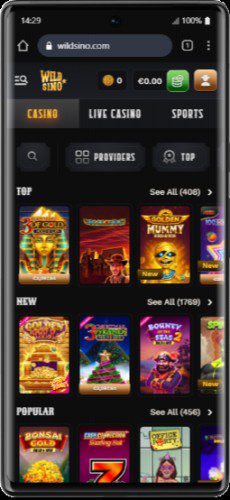 Compatibilité mobile de Wildsino Casino au Canada : exemple de modèle de smartphone