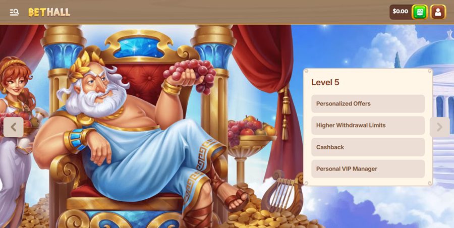 Palier du programme VIP de BetHall Casino