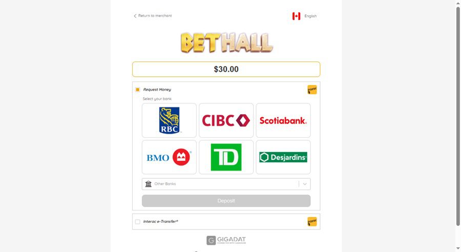 Tutoriel pour faire un dépôt sur BetHall Casino. Etape 4