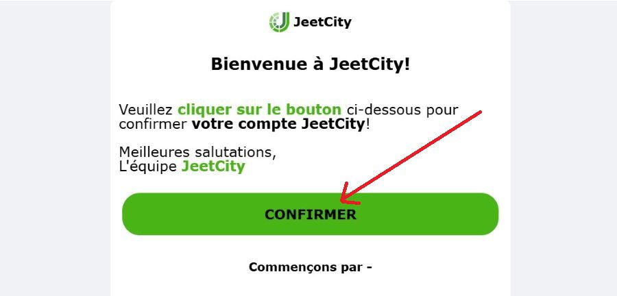 Confirmation mail Jeetcity Casino