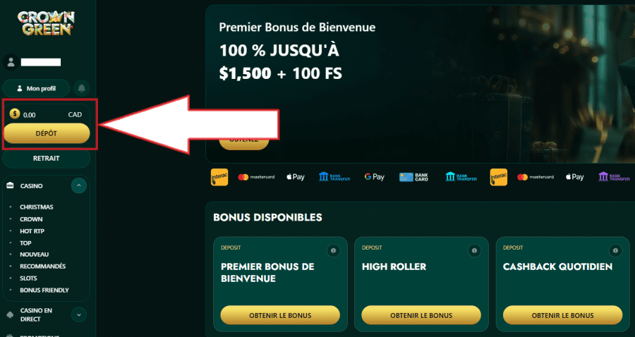 crowngreen casino dépôt