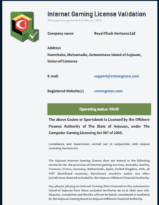 crowngreen casino licence