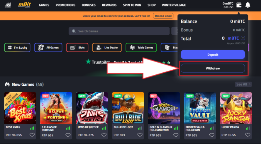 casino crypto retrait
