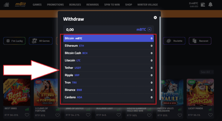 casino crypto retrait