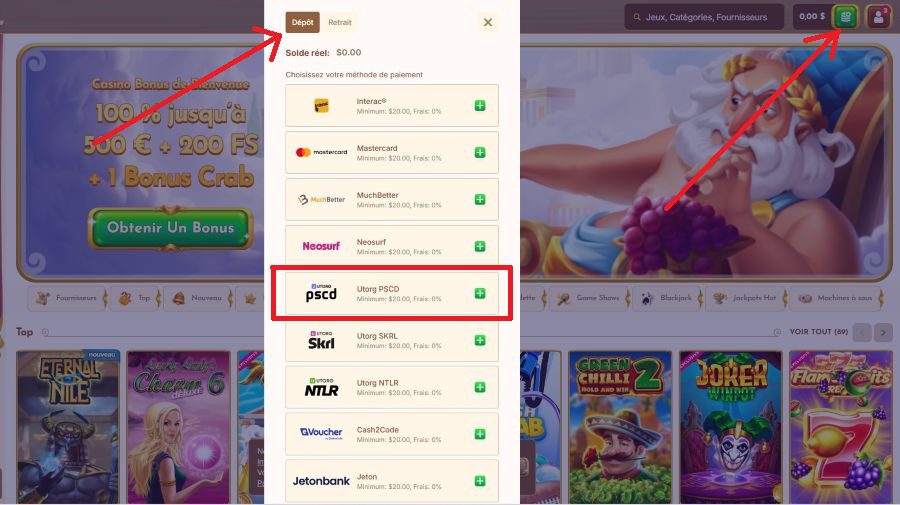 Dépot paysafecard BetHall casino